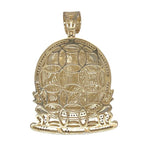 10K Yellow Gold Benjamin Franklin Head 100 Diamond Pendant 0.55 CT 1.75"