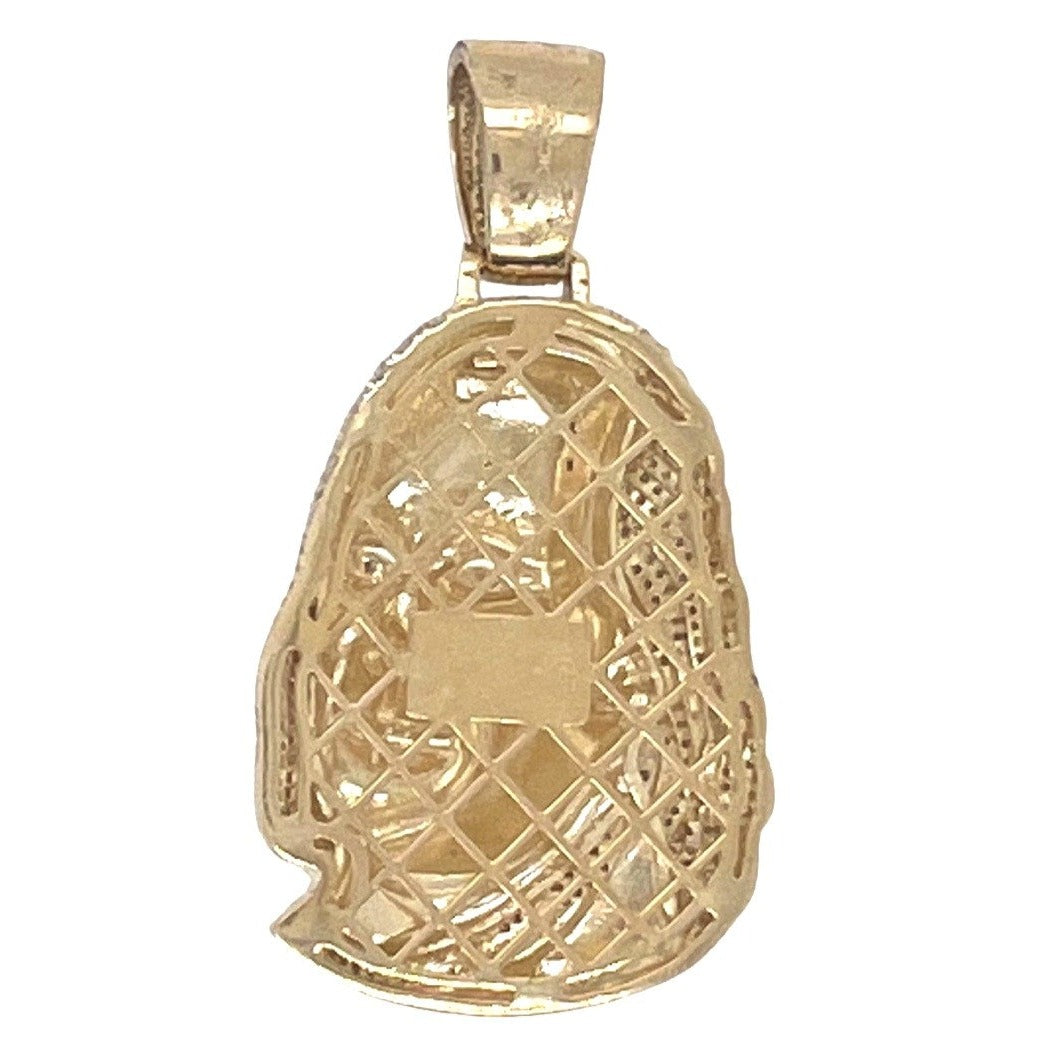 10K Yellow Gold Benjamin Franklin Head Diamond Pendant 1.15 CT 1.85"