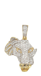10K Yellow Gold Africa Map Lion Head VS Diamond Pendant 3.5 CT 1.75"