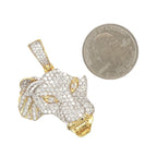 10K Yellow Gold Africa Map Lion Head VS Diamond Pendant 3.5 CT 1.75"