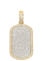 10K Yellow Gold Dog Tag Iced VS Diamond Pendant 3.5 CT 2"