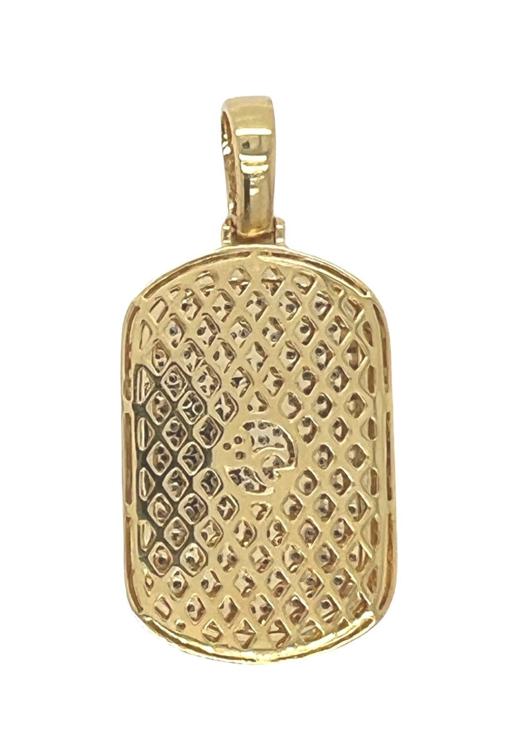 10K Yellow Gold Dog Tag Iced VS Diamond Pendant 3.5 CT 2"
