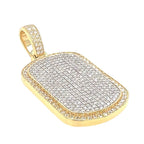 10K Yellow Gold Dog Tag Iced VS Diamond Pendant 3.5 CT 2"