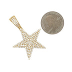 14K Yellow Gold 3D Super Star VS Diamond Pendant 2.65 CT 1.8"