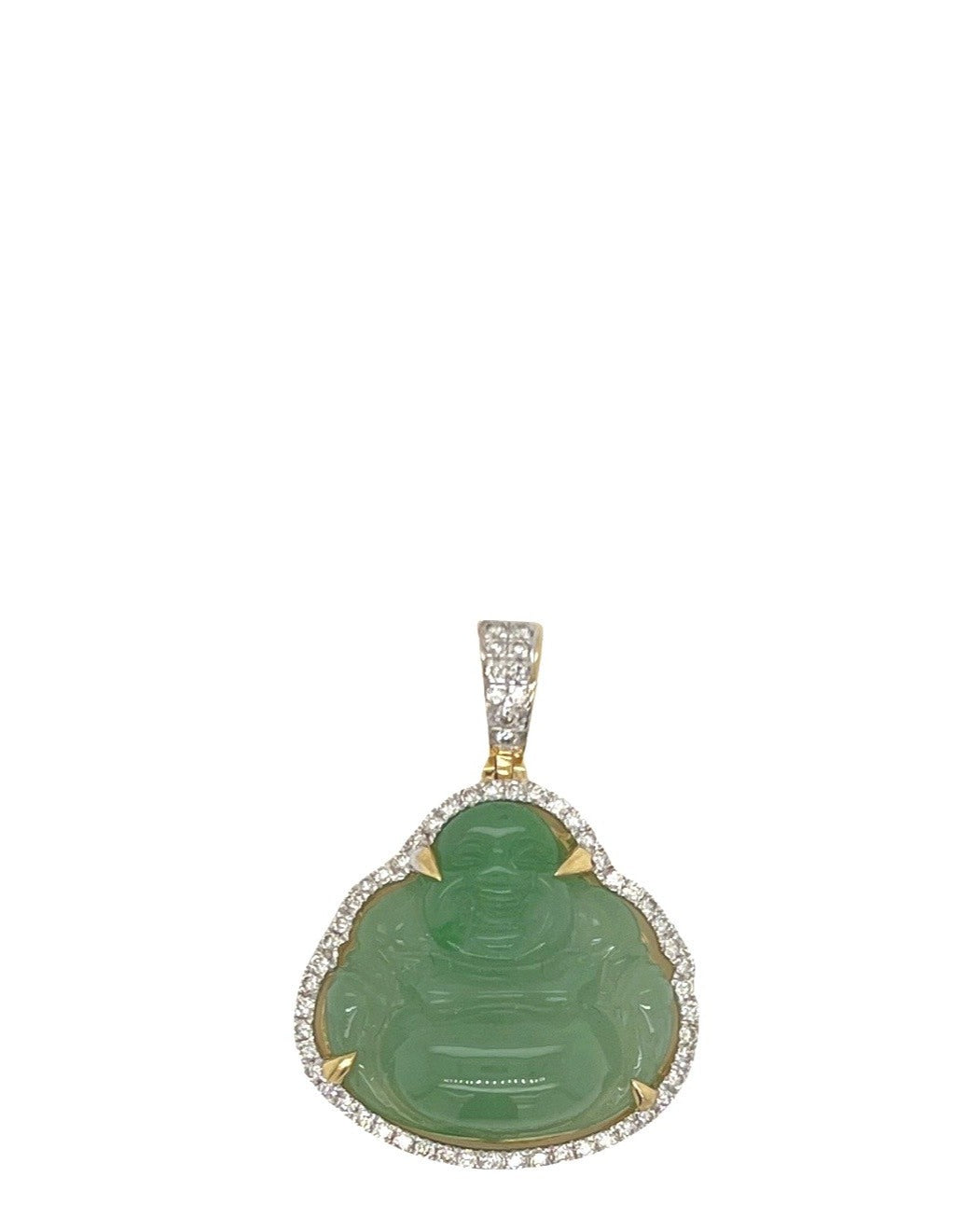 10K Yellow Gold Laughing Buddha VS Diamond Pendant 0.50 CT 1.25"