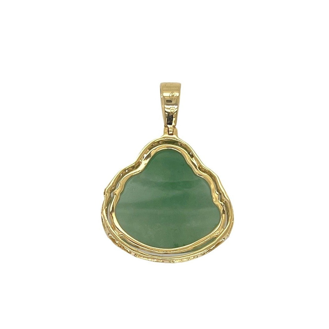 10K Yellow Gold Laughing Buddha VS Diamond Pendant 0.50 CT 1.25"