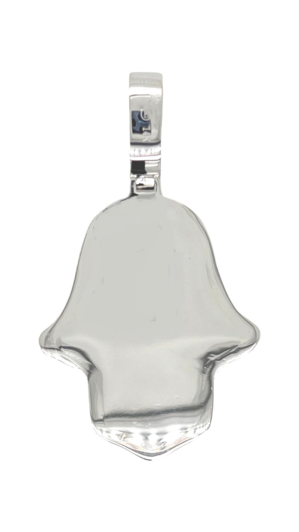 14K White Gold 3D Hamsa Evil Eye VS Diamond Pendant 2.85 CT 1.85"