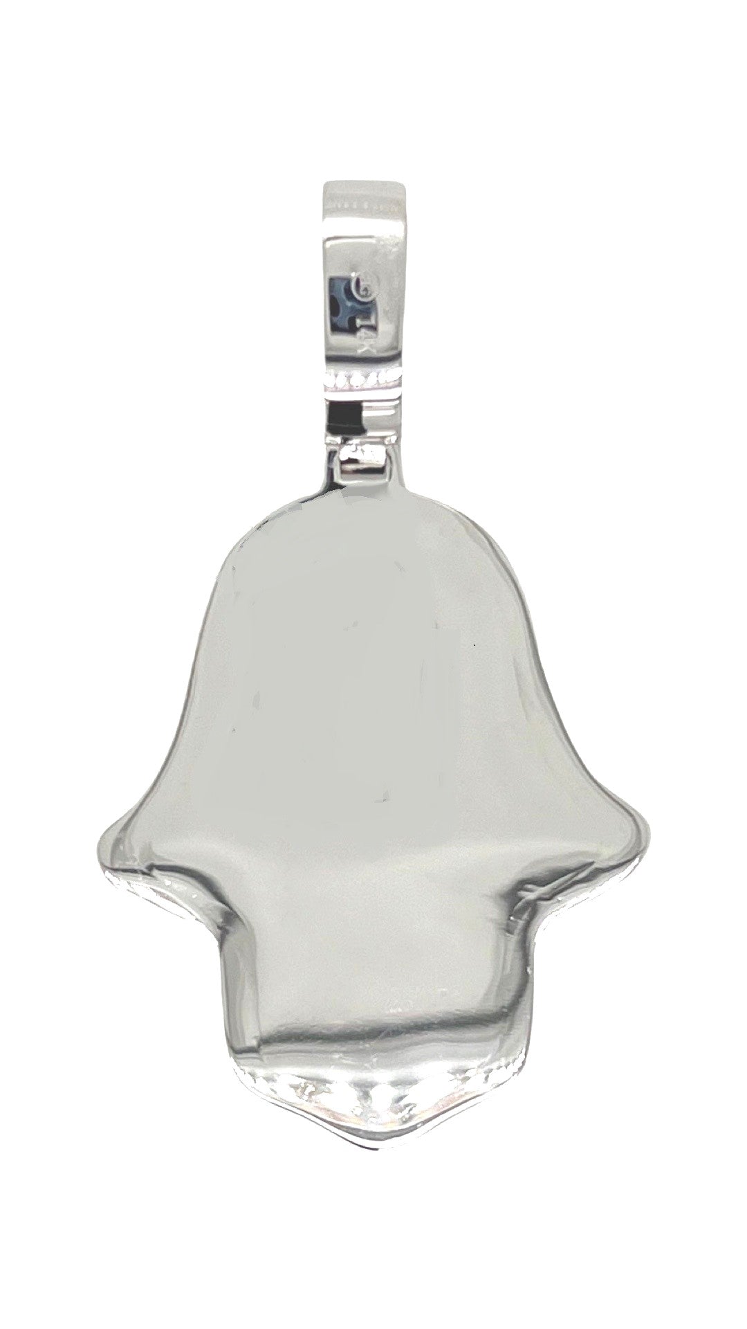 14K White Gold 3D Hamsa Evil Eye VS Diamond Pendant 2.85 CT 1.85"