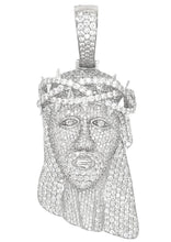 Load image into Gallery viewer, 10K White Gold Jesus Head Iced VS Diamond Pendant 8.0 CT 2.65&quot;
