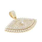 10K Yellow Gold 3D Evil Eye Marquise Solitaire VS Diamond Pendant 4.0 CT 1.45"
