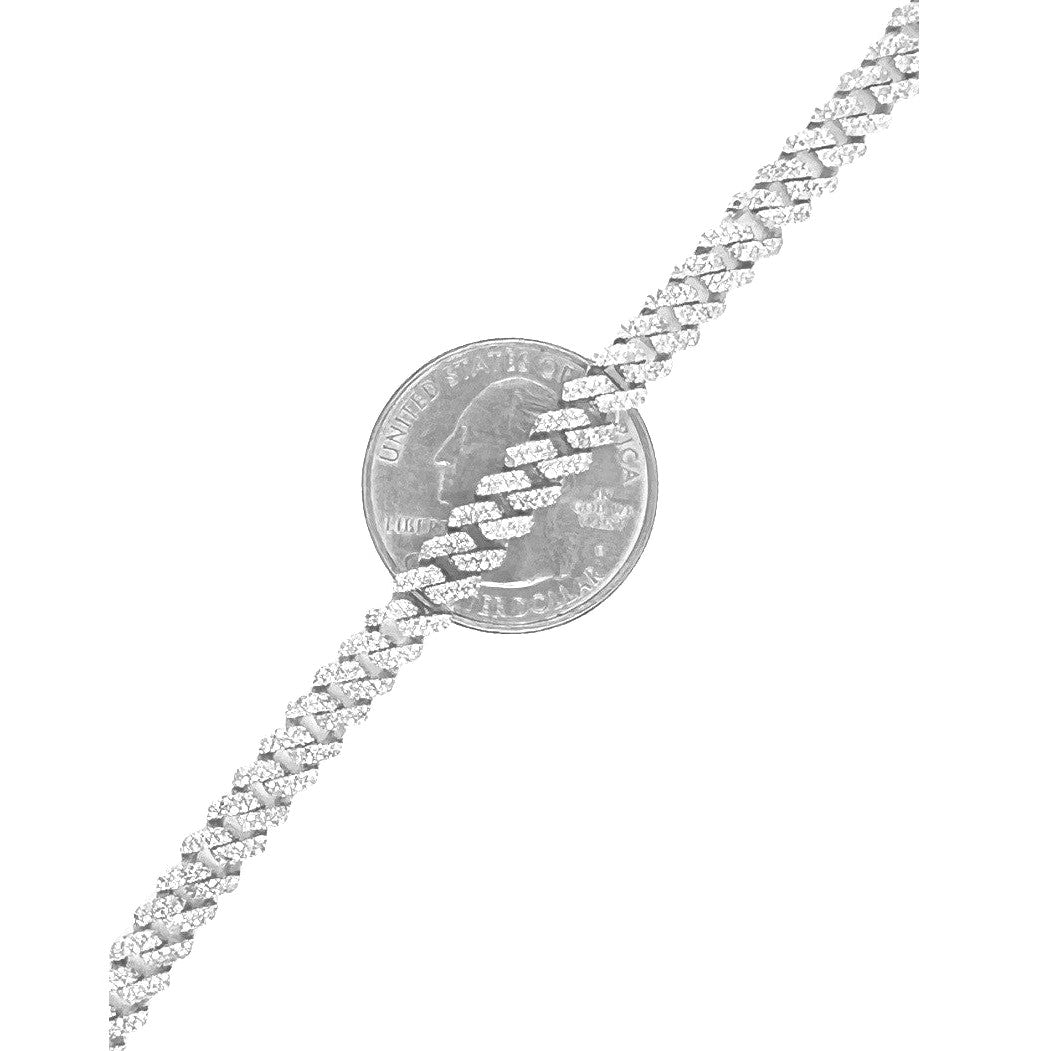 10K White Gold 6MM Miami Cuban Pave Diamond Chain 5.0 CT - 17"