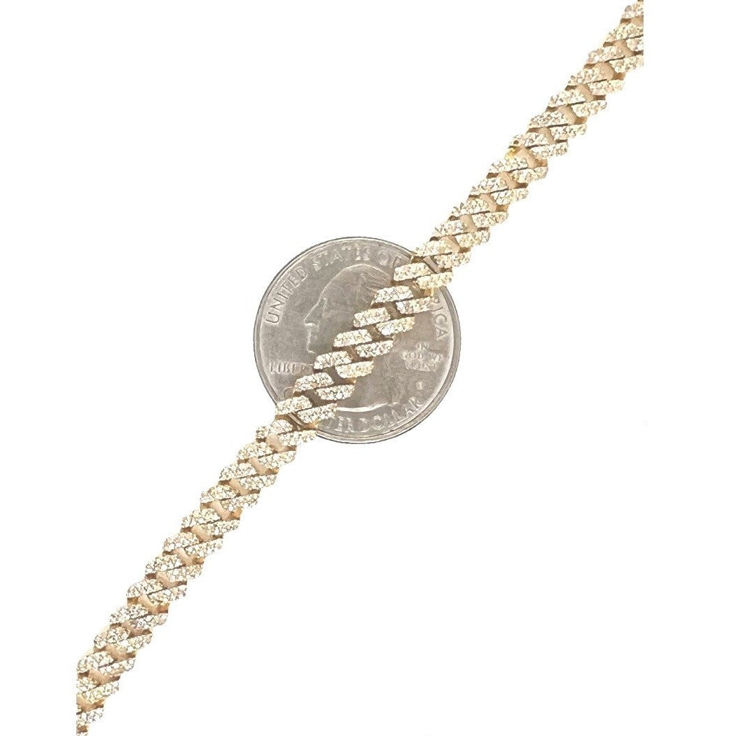 10K Yellow Gold 6MM Miami Cuban Pave Diamond Chain 5.08 CT - 22"