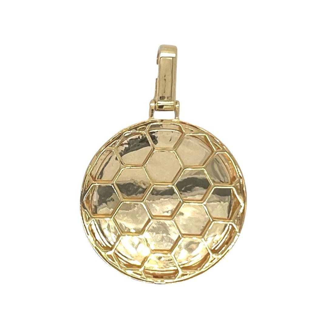 10K Yellow Gold Miami Cuban Memory Frame Diamond Pendant 0.65 CT 2.1"