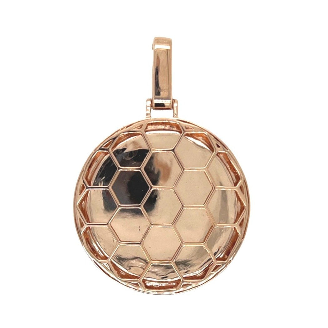 10K Rose Gold Miami Cuban Memory Frame Diamond Pendant 0.65 CT 2.1"