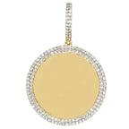 10K Yellow Gold Round Memory Frame 2 Row VS Diamond Pendant 2.68 CT 2.3"