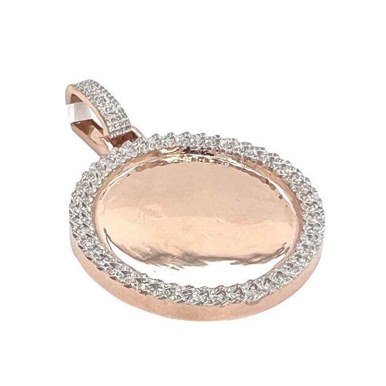 10K Rose Gold Miami Cuban Memory Frame Diamond Pendant 0.65 CT 2.1"