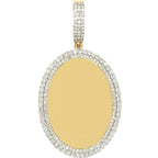 10K Yellow Gold Oval Memory Frame 2 Row VS Diamond Pendant 4.19 CT 2.8"