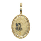 10K Yellow Gold Oval Memory Frame 2 Row VS Diamond Pendant 4.19 CT 2.8"