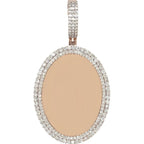 10K Rose Gold Oval Memory Frame 2 Row VS Diamond Pendant 4.21 CT 2.8"