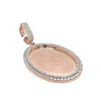 10K Rose Gold Oval Memory Frame 2 Row VS Diamond Pendant 4.21 CT 2.8"