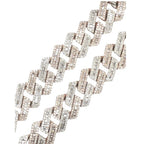 10K Rose White Gold 24MM Miami Cuban Baguette VS Diamond Chain 75.53 CT