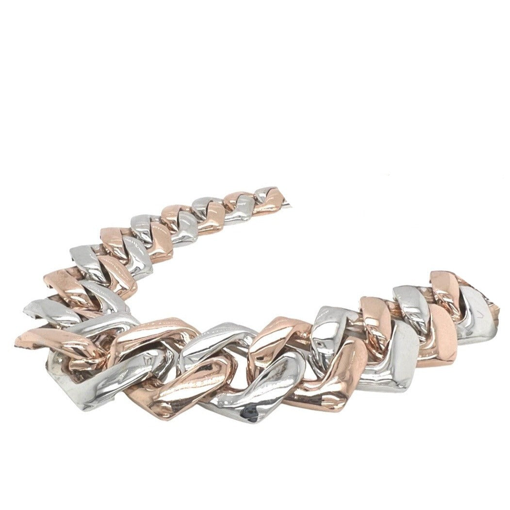 10K Rose White Gold 24MM Miami Cuban Baguette VS Diamond Chain 75.53 CT