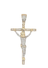 Load image into Gallery viewer, 10K Yellow Gold Crucifix Cross Diamond Pendant 0.40 CT 1.85&quot;
