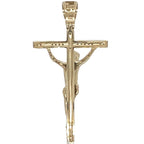 10K Yellow Gold Crucifix Cross Diamond Pendant 0.40 CT 1.85"