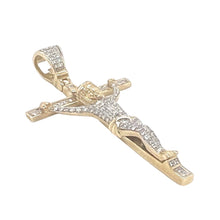 Load image into Gallery viewer, 10K Yellow Gold Crucifix Cross Diamond Pendant 0.40 CT 1.85&quot;
