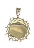 10K Yellow Gold Jesus Head Thorn Medallion Diamond Pendant 0.89 CT 1.85"