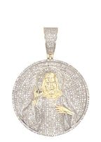 10K Yellow Gold Jesus Medallion Iced Diamond Pendant 1.46 CT 1.85"