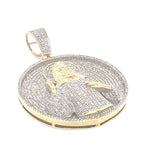 10K Yellow Gold Jesus Medallion Iced Diamond Pendant 1.46 CT 1.85"