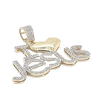 10K Yellow Gold I Love Jesus with Heart Diamond Pendant 0.73 CT 1.4"