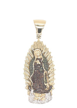 Load image into Gallery viewer, 10K Yellow Gold Mother Mary Multi Color Diamond Pendant 0.90 CT 2.25&quot;
