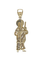 10K Yellow Gold St. Jude Iced Green White Diamond Pendant 0.85 CT 1.8"
