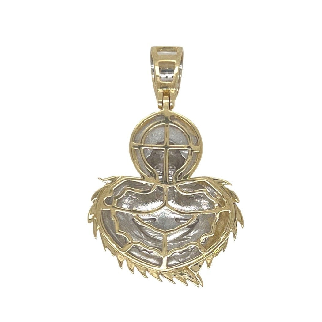 10K Yellow Gold Angel Cherub Diamond Pendant 0.40 CT 1.35"