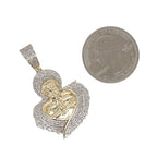 10K Yellow Gold Angel Cherub Diamond Pendant 0.40 CT 1.35"