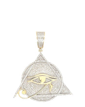 Load image into Gallery viewer, 10K Yellow Gold Egyptian Pyramid Eye of RA Iced Diamond Pendant 0.54 CT 1.75&quot;
