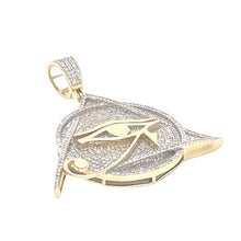 Load image into Gallery viewer, 10K Yellow Gold Egyptian Pyramid Eye of RA Iced Diamond Pendant 0.54 CT 1.75&quot;
