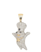 10K Yellow Gold Dough Boy Iced Diamond Pendant 1.6 CT 1.85"