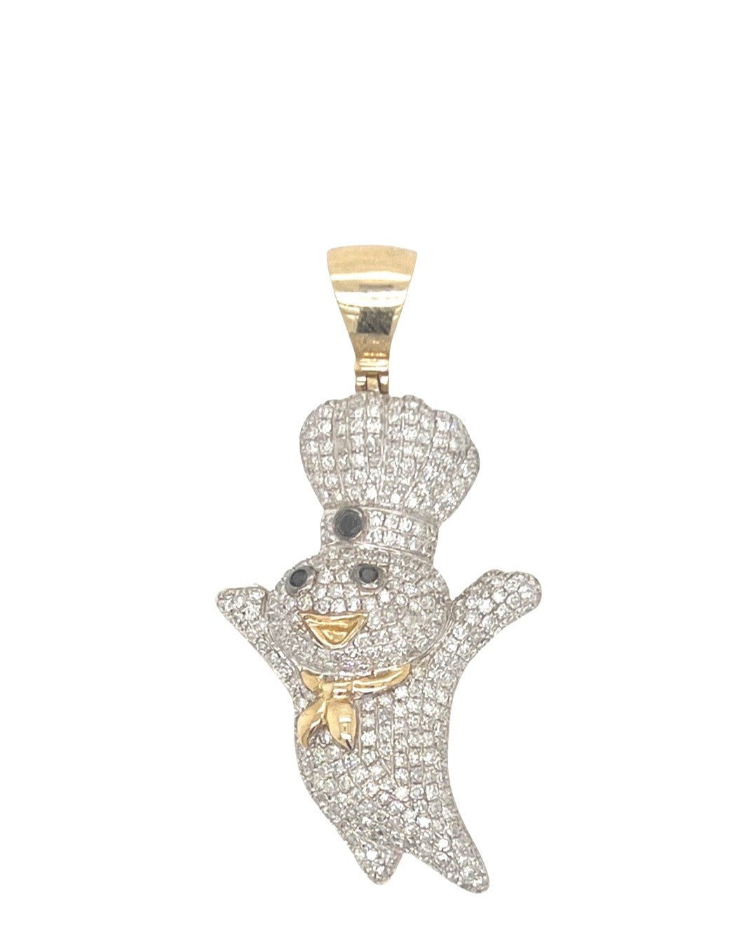 10K Yellow Gold Dough Boy Iced Diamond Pendant 1.6 CT 1.85