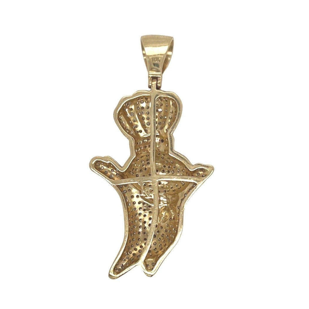 10K Yellow Gold Dough Boy Iced Diamond Pendant 1.6 CT 1.85"