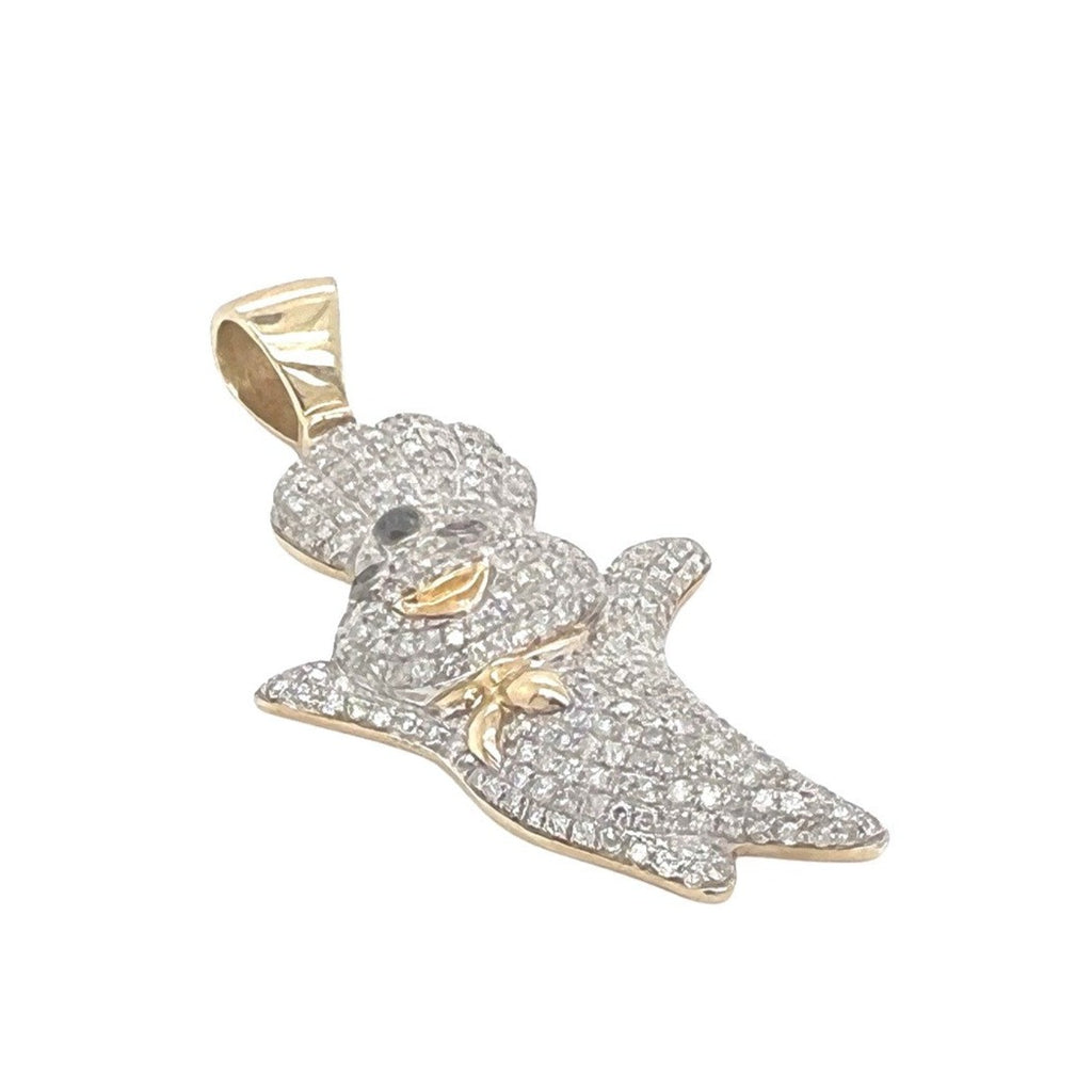 10K Yellow Gold Dough Boy Iced Diamond Pendant 1.6 CT 1.85"