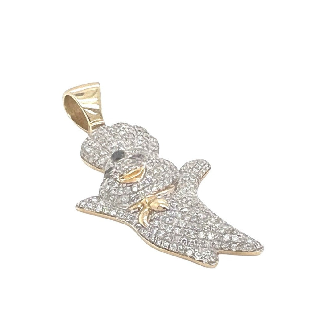 10K Yellow Gold Dough Boy Iced Diamond Pendant 1.6 CT 1.85"