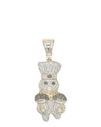 10K Yellow Gold Dough Boy with Money Bag Iced Diamond Pendant 0.88 CT 1.7"