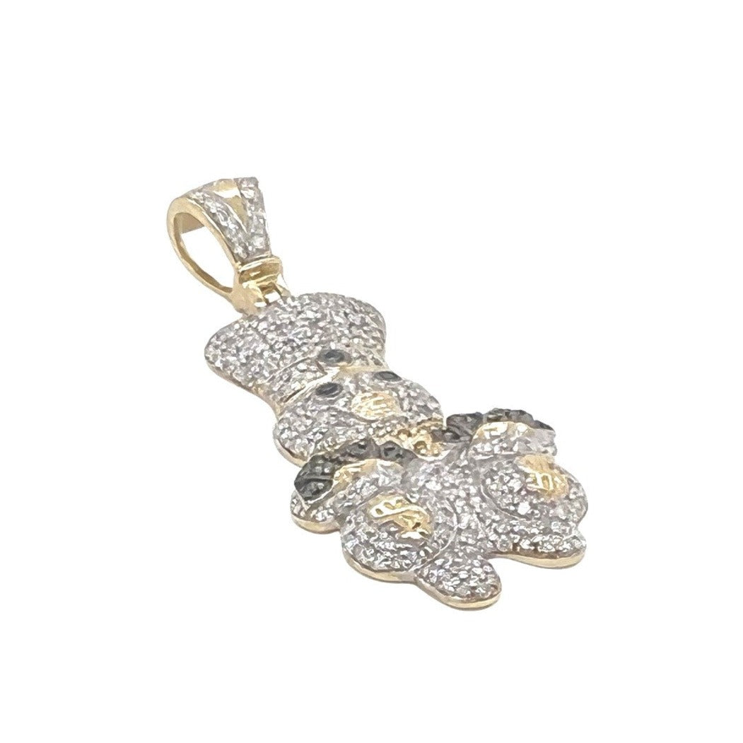 10K Yellow Gold Dough Boy with Money Bag Iced Diamond Pendant 0.88 CT 1.7"