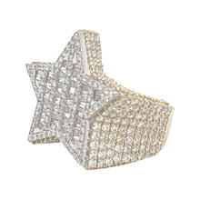 Load image into Gallery viewer, Mens 10K Yellow Gold 3D Star Baguette Diamond Ring 6.47 CT
