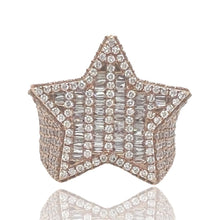 Load image into Gallery viewer, Mens 10K Rose Gold 3D Star Baguette Diamond Ring 6.47 CT
