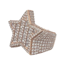 Load image into Gallery viewer, Mens 10K Rose Gold 3D Star Baguette Diamond Ring 6.47 CT
