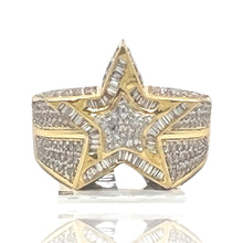 Load image into Gallery viewer, Mens 10K Yellow Gold 3D Star Diamond Ring 2.19 CT
